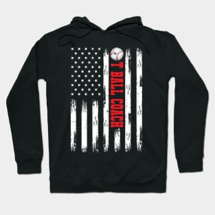 T-BALL COACH WHITE AMERICAN FLAG RED Hoodie